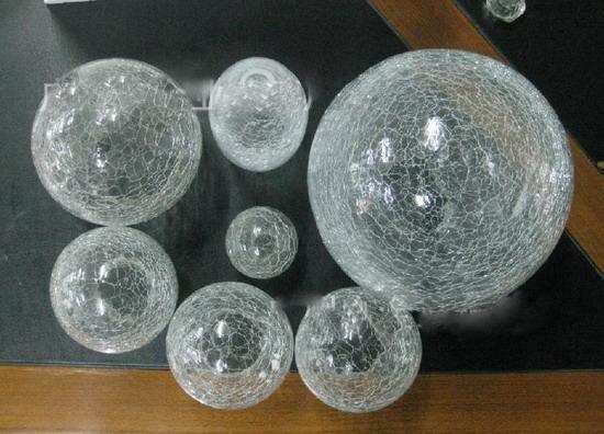 玻璃制品开发冰裂玻璃灯罩圆球冰裂玻璃灯罩